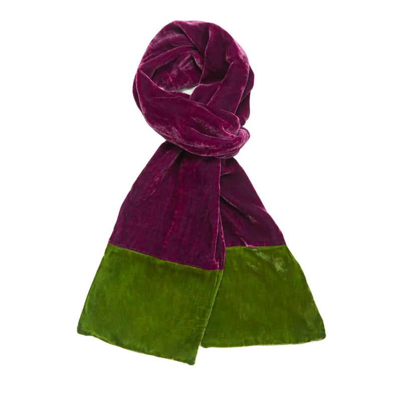 Lua - Velvet Scarf With Contrast Ends - 160x17cms