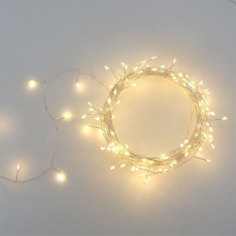 Silver Cluster - 300 LED Indoor/Outdoor Light Chain 15m - Mains Powered