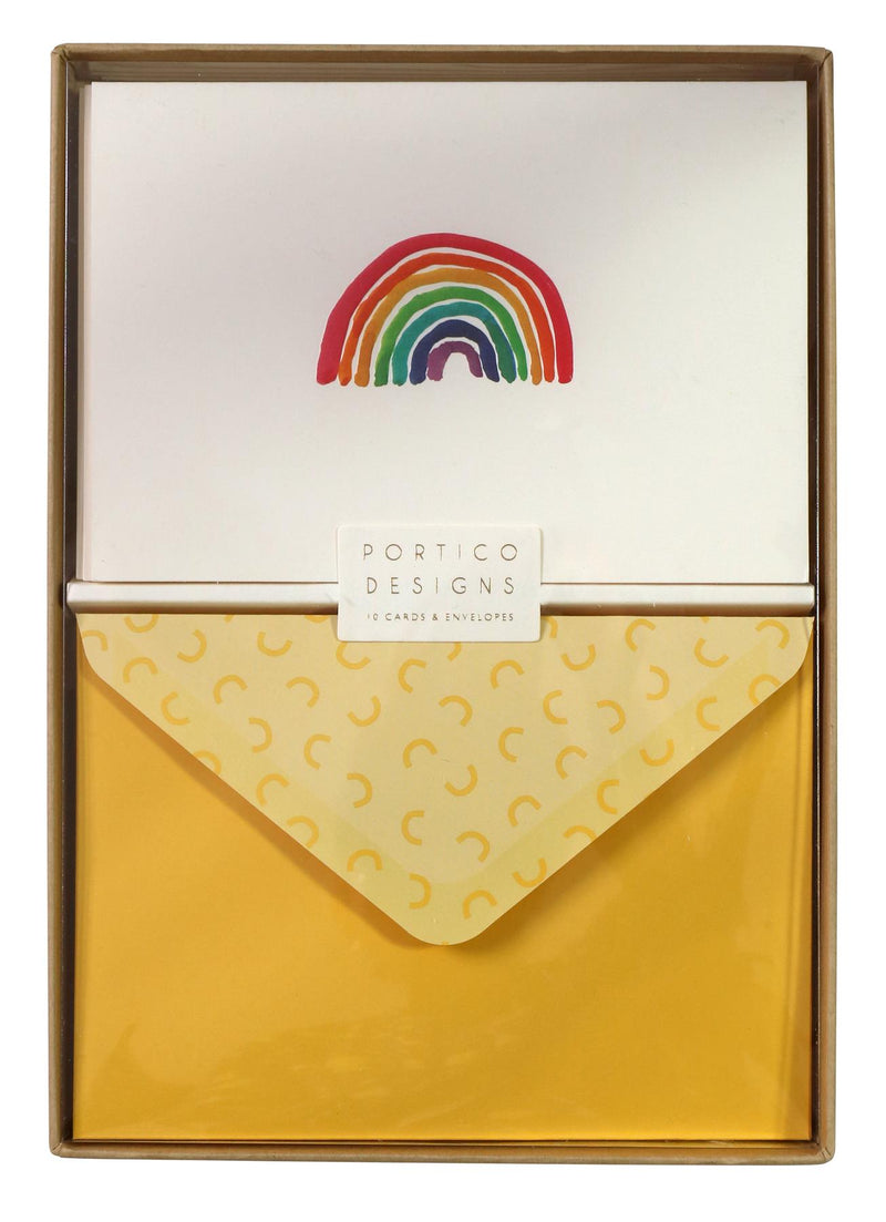 Rainbow Notecard Set - 10 Blank Note Cards & Matching Envelopes - Portico Designs