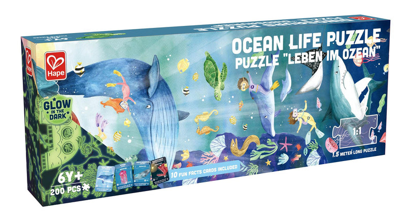 Hape - Glow In The Dark Jigsaw Puzzle - 200pcs/150x30cms - Ocean Life