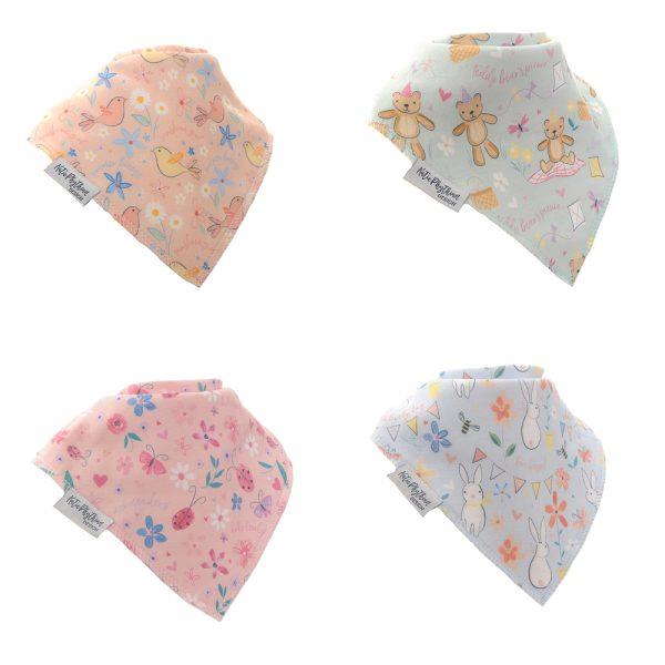 Pastel Prints/Cool Breeze by Katie Phythian Design - Absorbant Bandana Dribble Bibs - Pack of 4 - Suitable From Birth - Ziggle