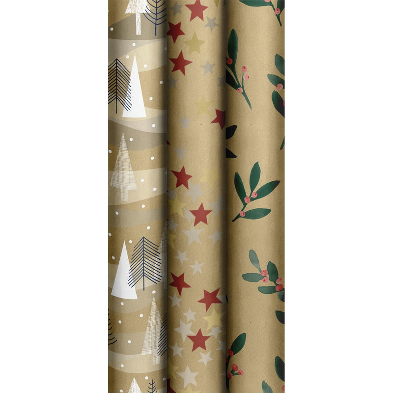 Christmas Assortment - Roll Wrap Plastic-Free/Eco Recycled (RW24RECYCLED) - 4m