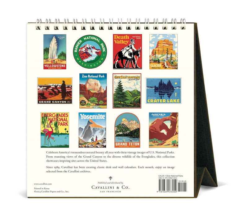 Cavallini - 2025 Desk Calendar - 6 x 6.5ins - USA National Parks