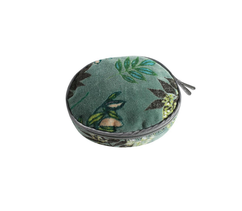 Earth Squared - Oval Jewellery Pouch - Botanical Velvet - Jade Green - 10x10x5cms