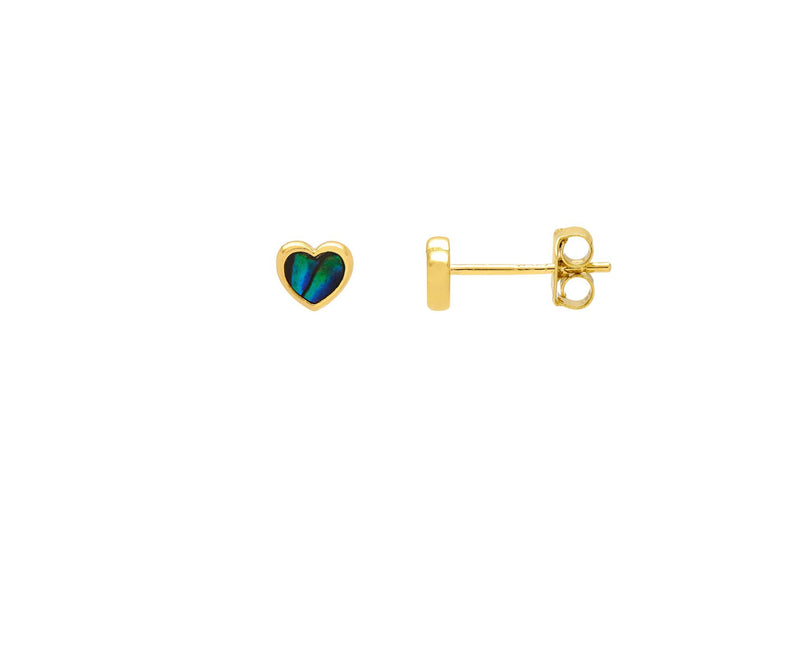 Abalone Heart Stud Earrings - Gold Plated - Estella Bartlett