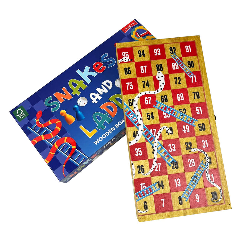 Snakes & Ladders Set - Wooden Board & Pieces - Lagoon Group