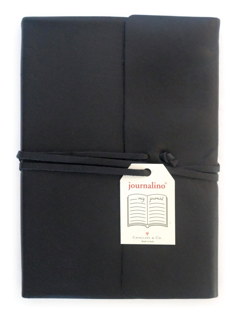 Cavallini - Journalino Grande - Black Leather Journalino - Large 6x8ins  - 256 Lined Pages