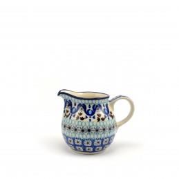 Creamer Milk Jug - Blue Squares & Flowers - 200ml - 0286-1026X - Polish Pottery