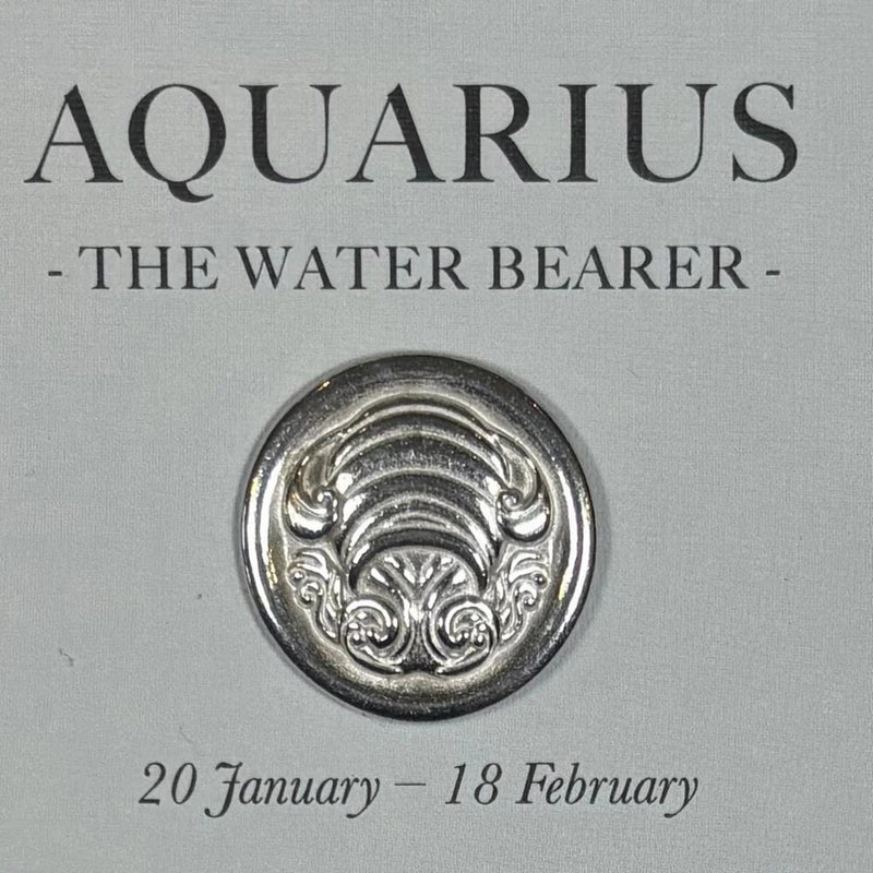 Aquarius The Water Bearer (20 Jan - 18 Feb) - Zodiac Lucky Pocket Charm - Pewter Token - Compton & Clarke