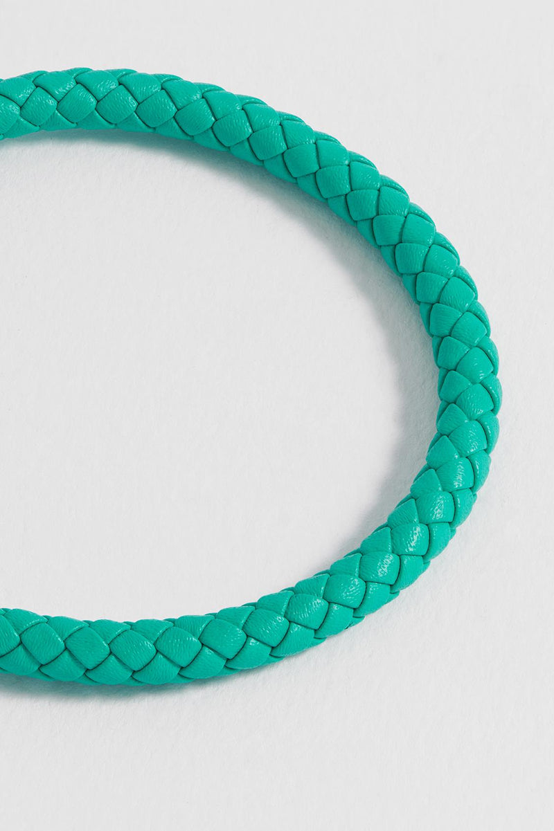 Plaited Leather & Stainless Steel Bracelet - Turquoise - Gift Boxed - Bartlett For Men