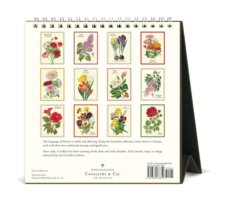 Cavallini - 2025 Desk Calendar - 6 x 6.5ins - Language Of Flowers