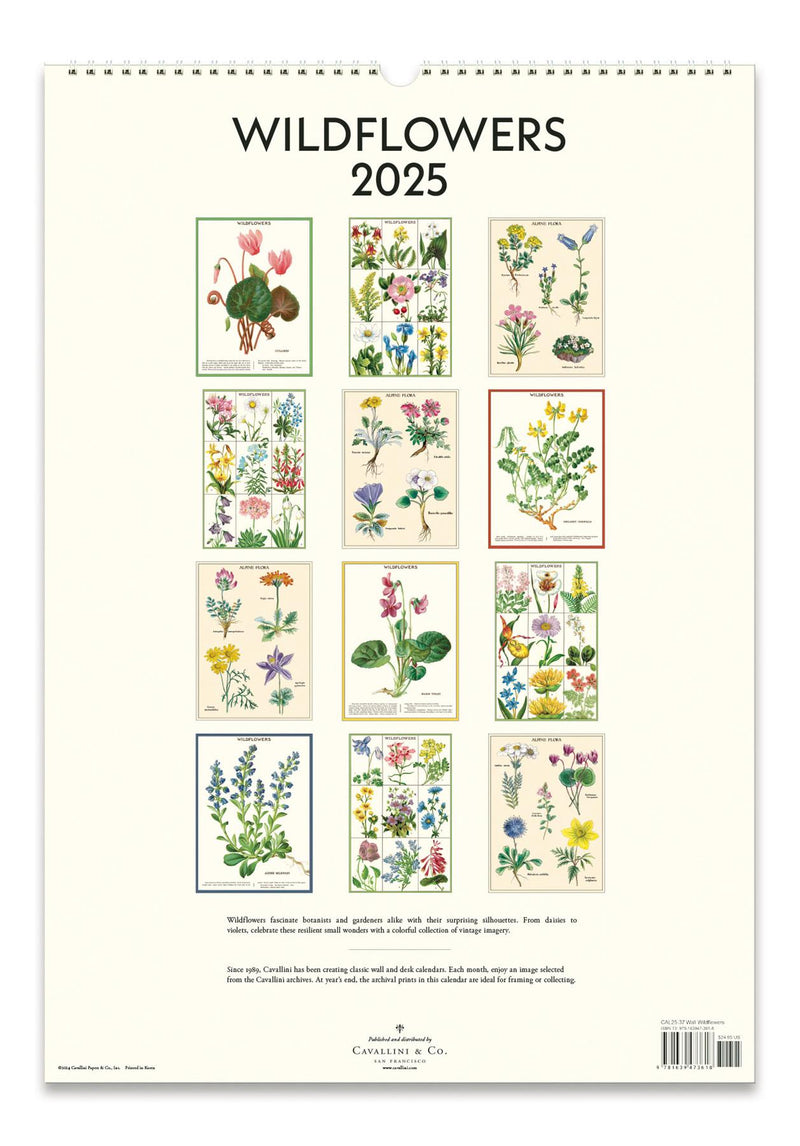 Cavallini - 2025 Wall Calendar - 13 x 19ins - Wildflowers