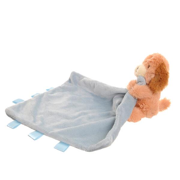 Cockapoo Puppy Dog Velour Plush Comforter Blanket - Light Blue & Brown - Suitable From Birth - Ziggle