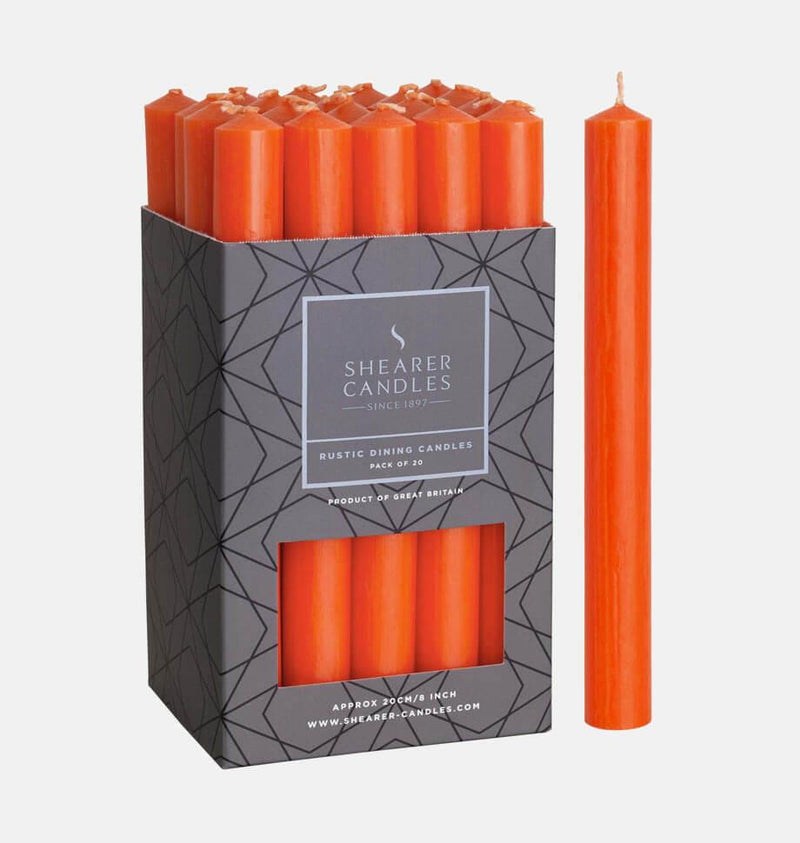 Shearer Candles - Orange Rustic Dining Candle - 20cms/8ins - Sold Individually