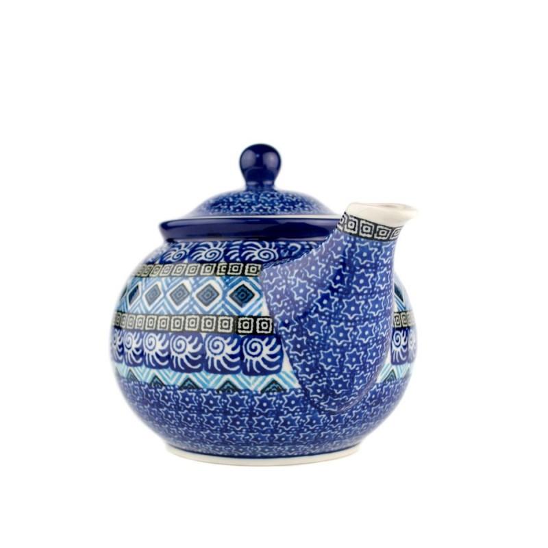 Medium Teapot - Blue Mosaics - 0.9 Litre - 0264-1917X - Polish Pottery