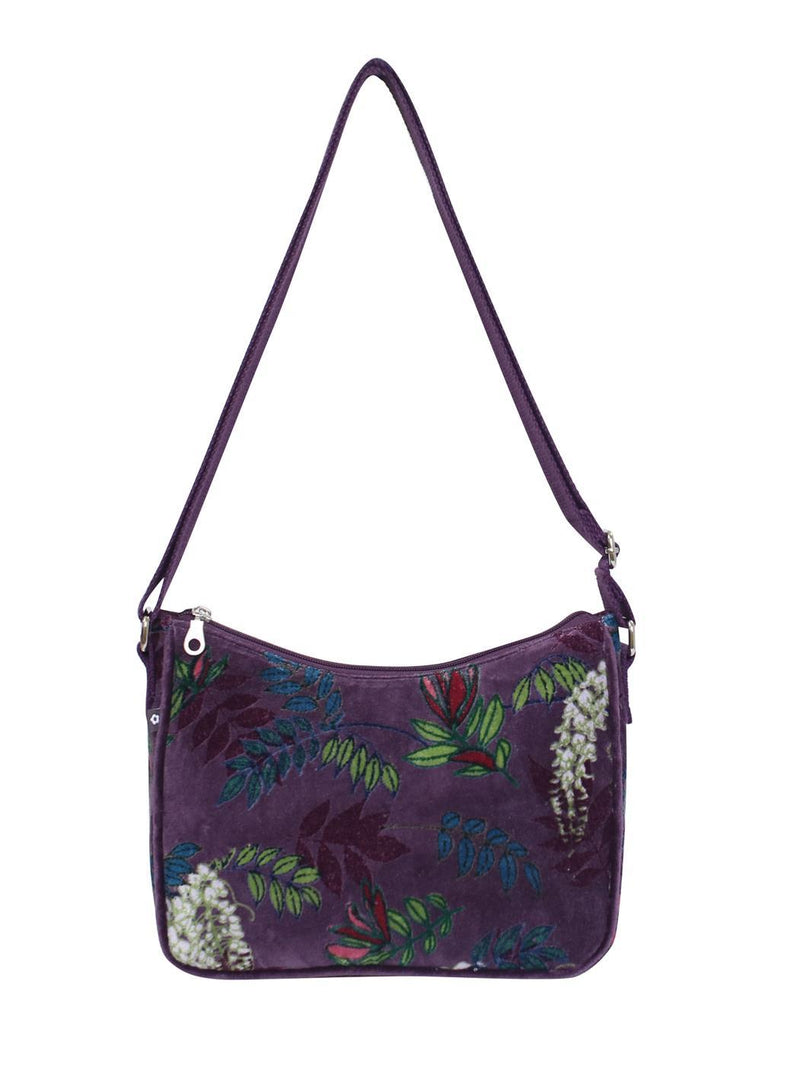 Earth Squared - Emily Shoulder/Messenger Bag - Botanical Velvet - Aubergine/Purple - 28x18x10cms