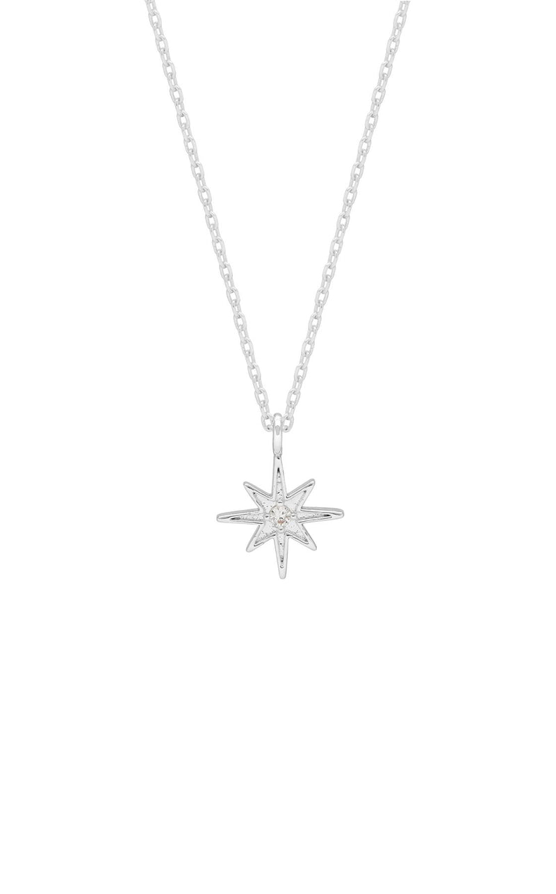 North Star Cubic Zirconia Necklace - Silver Plated - Make A Wish - Estella Bartlett