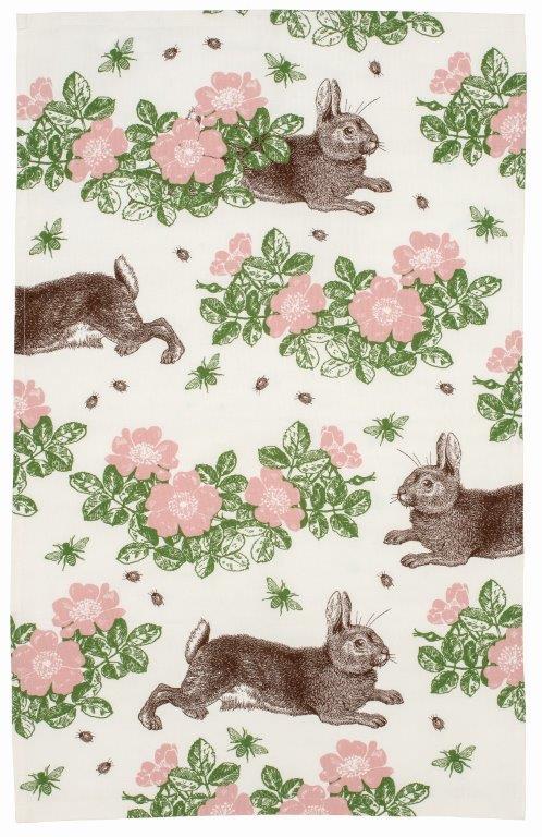Thornback & Peel - 100% Cotton - Tea Towel - 47 x 77cms - Rabbit & Rose