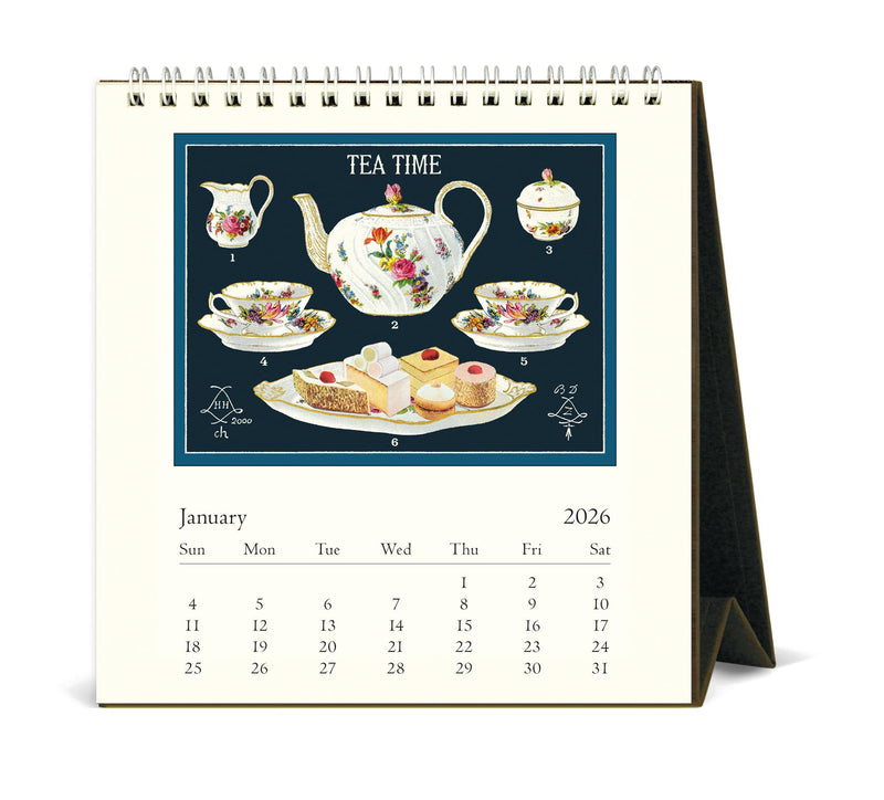 Cavallini - 2026 Desk Calendar - 6 x 6.5ins - Tea Time
