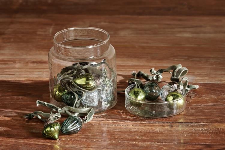 Adisa Baubles Jar - Mixed Green & Clear - Set of 16 - AJ1101 - Nkuku