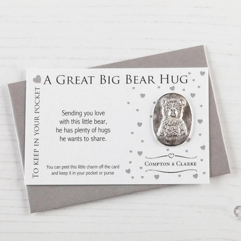 A Great Big Bear Hug - Pocket Charm - Pewter Token - Compton & Clarke
