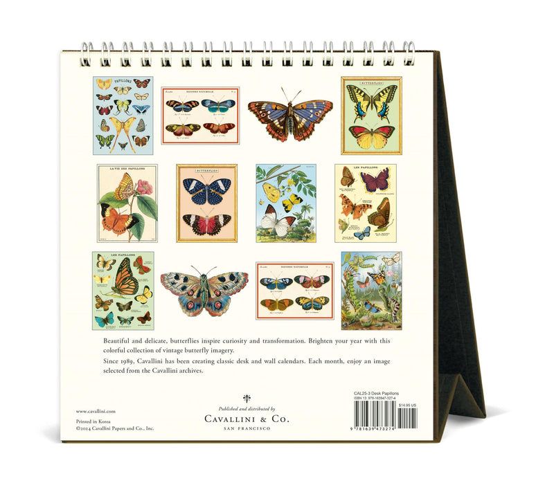 Cavallini - 2025 Desk Calendar - 6 x 6.5ins - Butterflies/Les Papillons