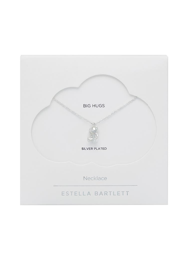 Teddy Bear Charm Necklace - Silver Plated - Big Hugs - Estella Bartlett