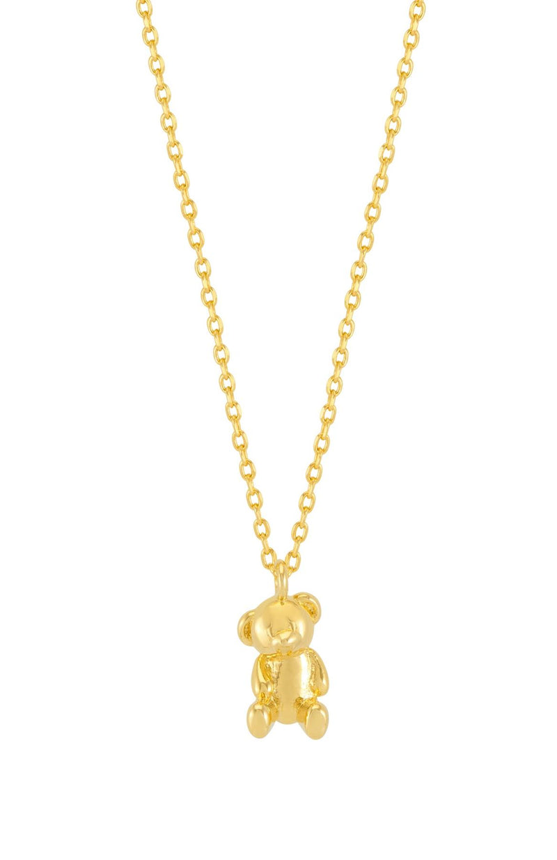 Teddy Bear Charm Necklace - Gold Plated - Big Hugs - Estella Bartlett