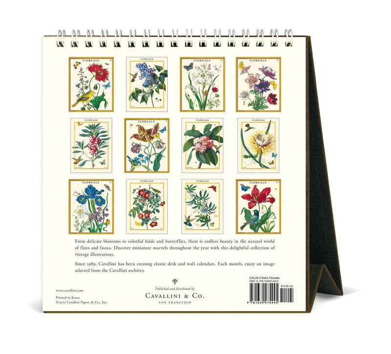 Cavallini - 2026 Desk Calendar - 6 x 6.5ins - Floreale