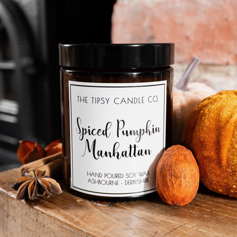 Spiced Pumpkin Manhattan - Soya Wax Candle 180ml/35hrs Burn Time - The Tipsy Candle Company