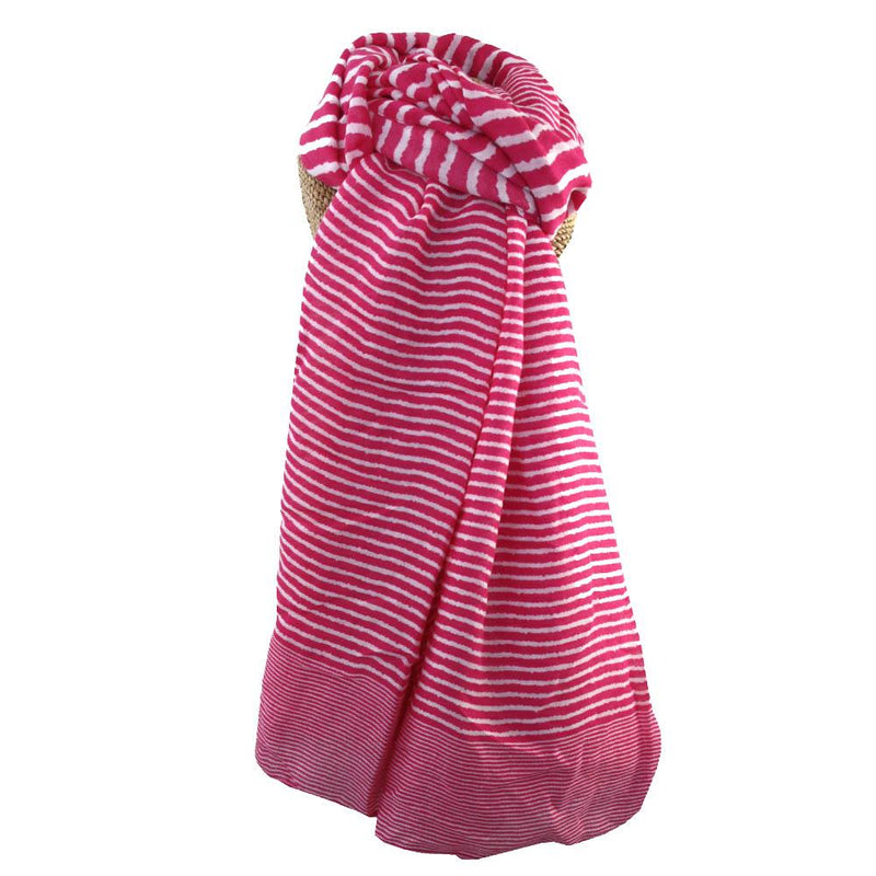 Lua - Classic Cross Stripes Scarf - Fuchsia/Hot Pink