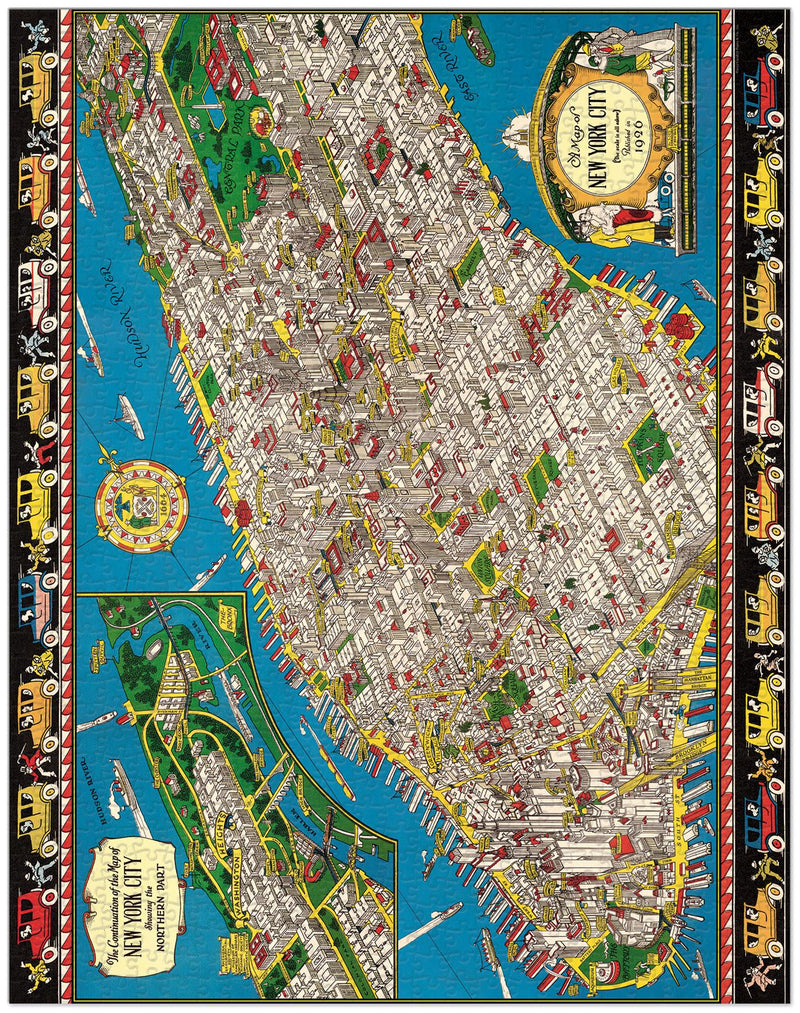 Cavallini - Vintage Jigsaw Puzzle - 1000 Pieces - 55x70cms - Map of New York City