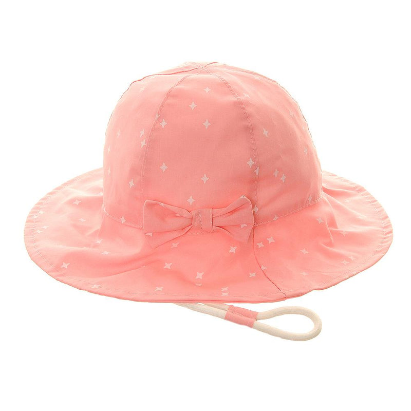 Sun Hat - Pink Stars - 0-12 Months - Adjustable Chin Strap - Ziggle
