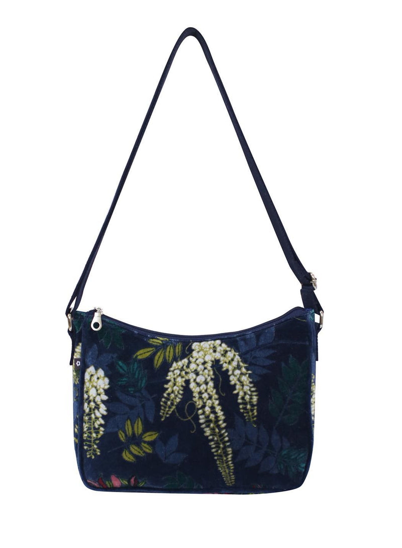 Earth Squared - Emily Shoulder/Messenger Bag - Botanical Velvet - Navy Blue - 28x18x10cms