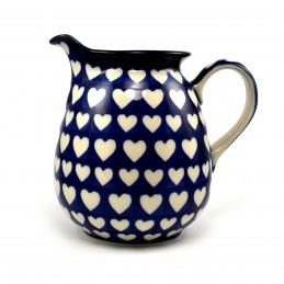 Water/Milk Jug - Hearts - 1 Litre - 0078-0375JX - Polish Pottery