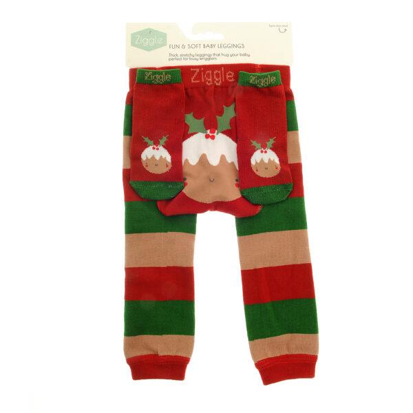Christmas Pudding & Socks - Newborn Baby Leggings - 6-12 Months - Ziggle