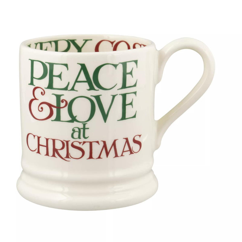 Emma Bridgewater - Half Pint Mug (300ml/1/2pt) - 9.3x8.2cms - Christmas Toast & Marmalade - Peace & Love