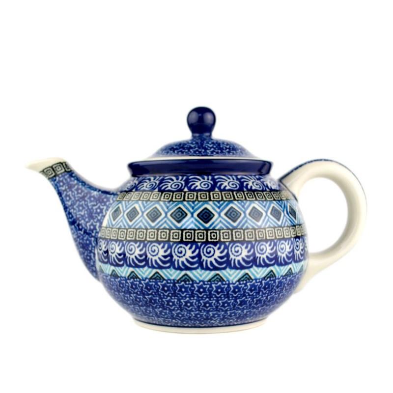 Medium Teapot - Blue Mosaics - 0.9 Litre - 0264-1917X - Polish Pottery