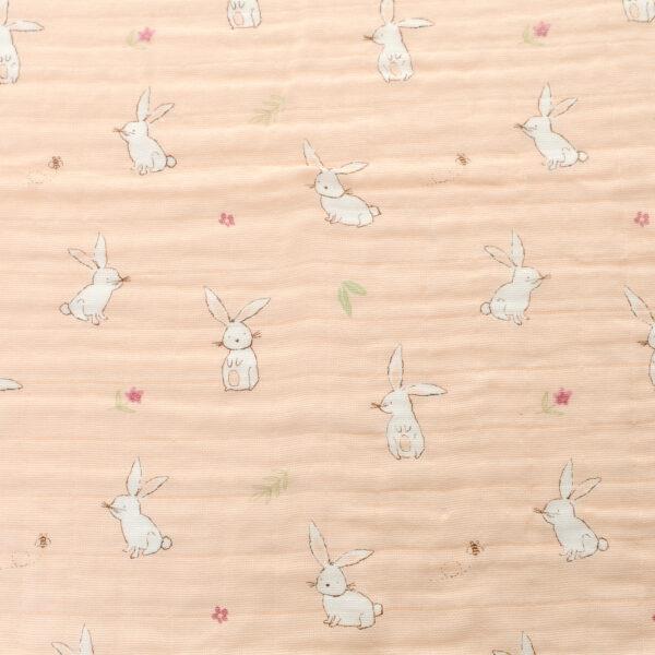 Large Single Muslin - Bunnies - 80x80cms - Suitable From Birth - Ziggle