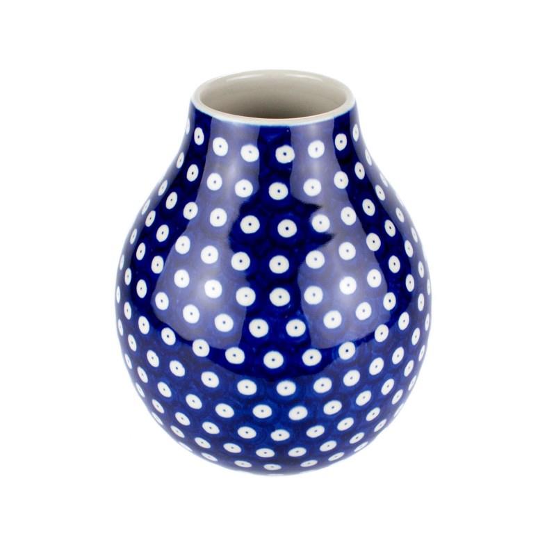 Flower Vase - Blue Eyes/Blue With White Spots - 19.5cms - F15-0070ax - Polish Pottery