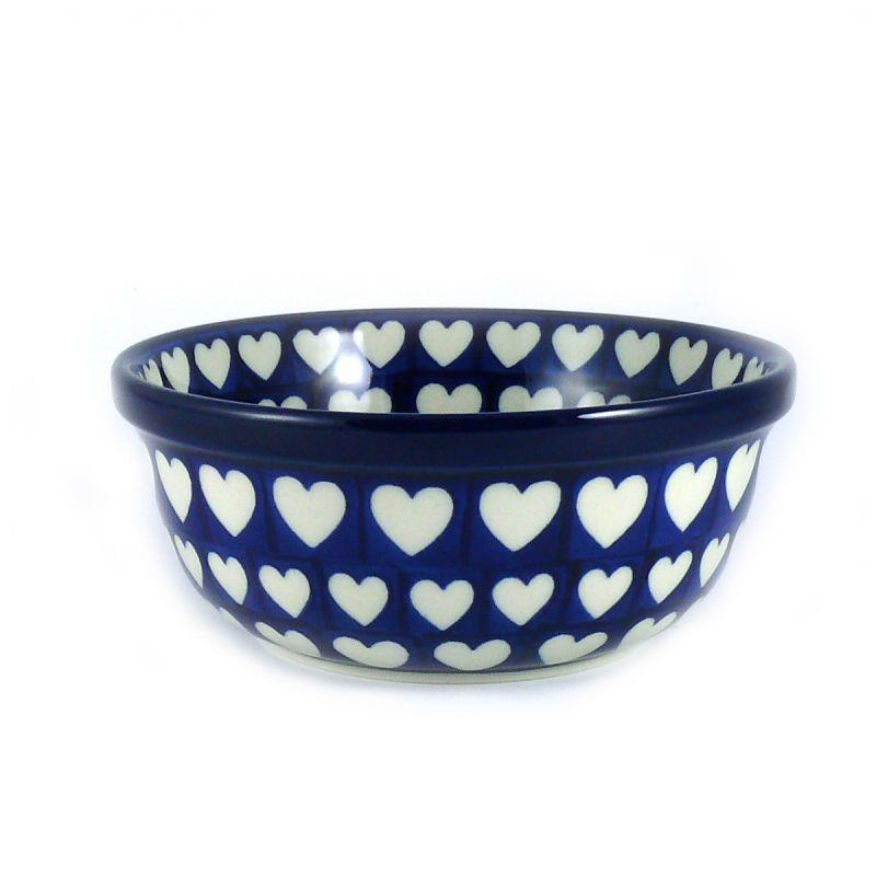 Pasta/Cereal Bowl - Hearts - 0209-0375JX - 15.5 x 6.5cms - Polish Pottery