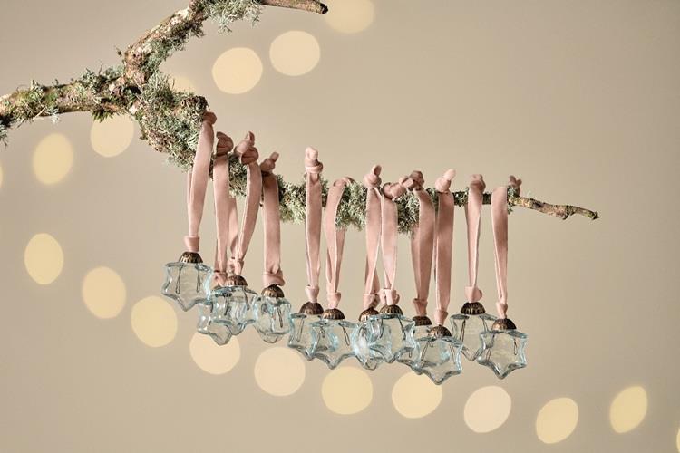 Sardi Star Mini Baubles - Clear - Set of 12 Mini 3x3cms (SB1201GB) - Nkuku