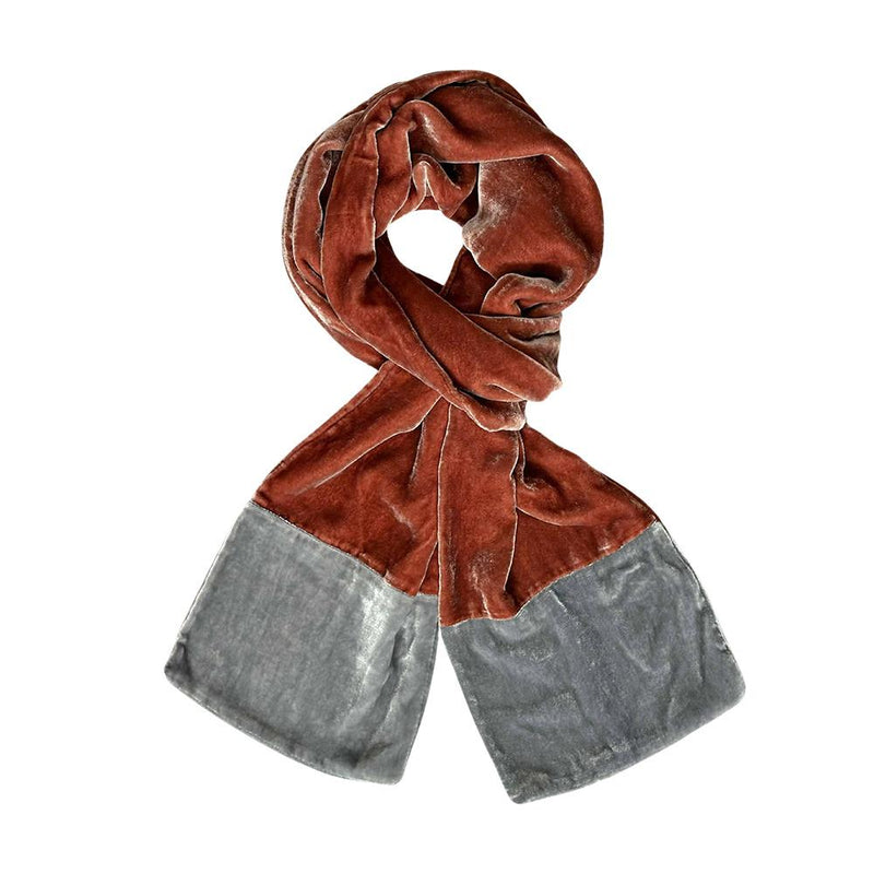 Lua - 2 Tone Velvet Scarf - Contrast Ends - 160x17cms - Various