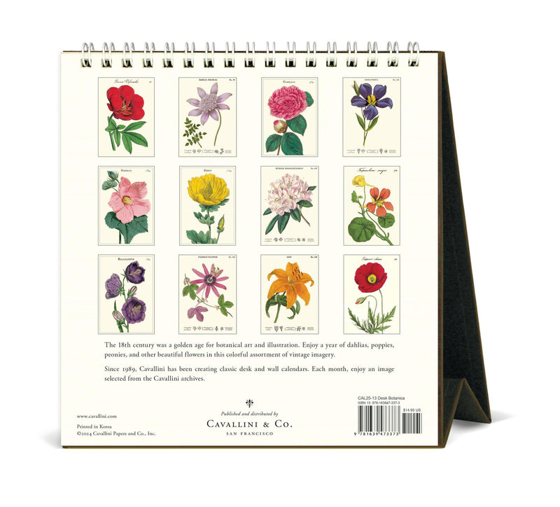 Cavallini - 2025 Desk Calendar - 6 x 6.5ins - Botanica/Peony