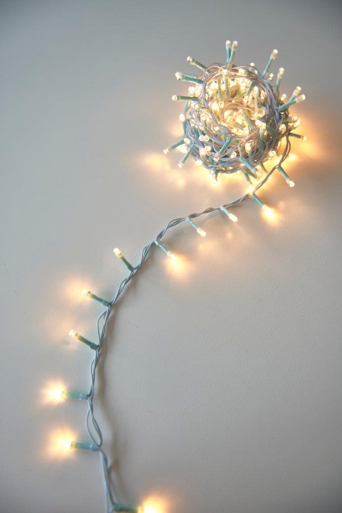 Pin Lights - 200 LED Indoor/Outdoor Baby Blue Light Chain - Mains Powered