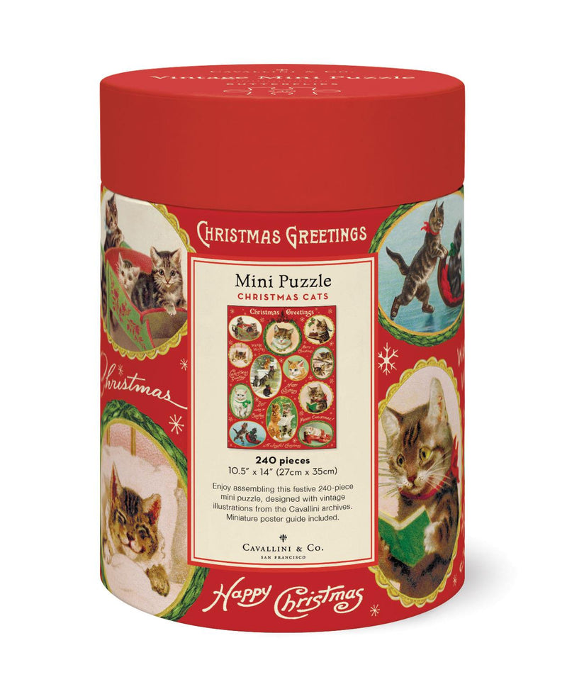 Cavallini - Vintage Mini Jigsaw Puzzle - 240 Pieces - 27x35cms - Christmas Cats