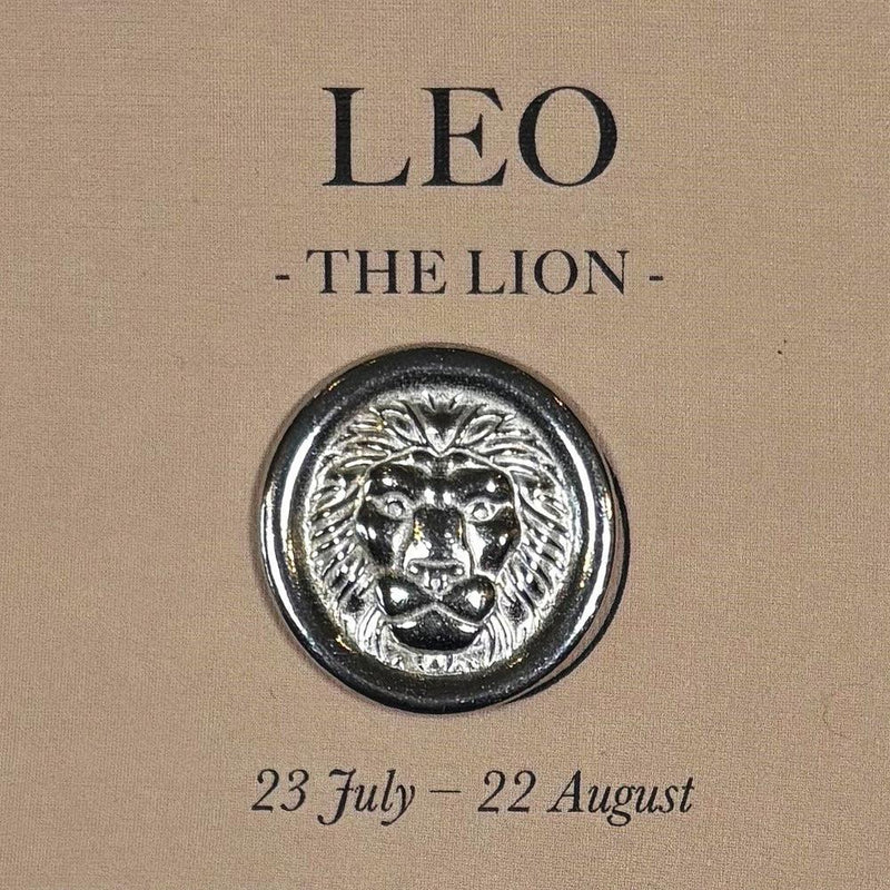 Leo The Lion (23 July - 22 Aug) - Zodiac Lucky Pocket Charm - Pewter Token - Compton & Clarke