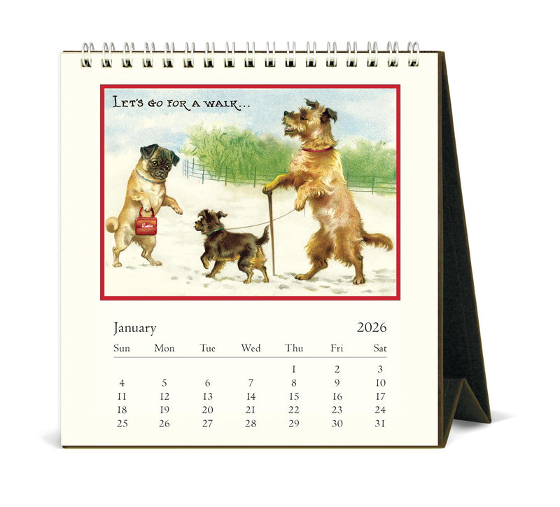 Cavallini - 2026 Desk Calendar - 6 x 6.5ins - Vintage Dogs