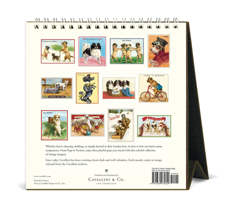 Cavallini - 2026 Desk Calendar - 6 x 6.5ins - Vintage Dogs