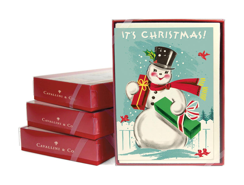 Cavallini - 10 x Glitter Greetings Christmas Cards/Notes - It&